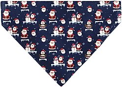 Buckle-Down Christmas Holiday Santa & Snowman Collage Slip-On Dog Bandana, Navy slide 2 of 6