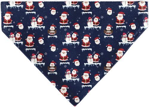 Show full view: Buckle-Down Christmas Holiday Santa & Snowman Collage Slip-On Dog Bandana, Navy slide 2 of 6