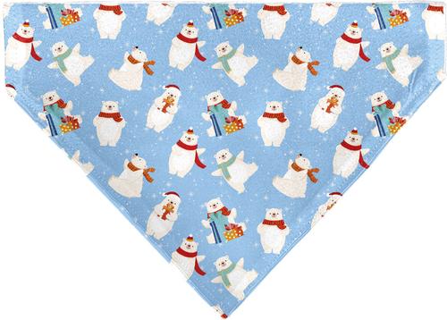 Show full view: Buckle-Down Christmas Holiday Polar Bear Poses Slip-On Dog Bandana, Baby Blue slide 2 of 6