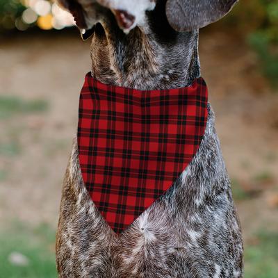 Show full view: Buckle-Down Christmas Holiday Pajama Plaid Slip-On Dog Bandana, Red/Black slide 5 of 6