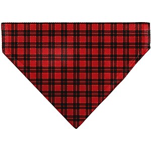 Buckle-Down Holiday Pajama Plaid Slip-On Dog Bandana, Red/Black