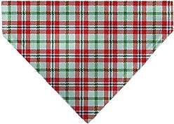 Buckle-Down Christmas Holiday Pajama Plaid Slip-On Dog Bandana, Beige/Red/Green
