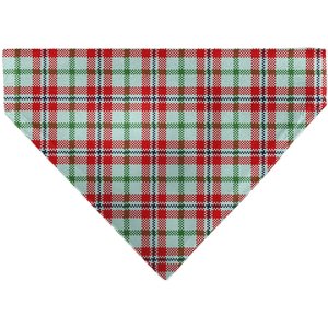 Buckle-Down Holiday Pajama Plaid Slip-On Dog Bandana, Beige/Red/Green
