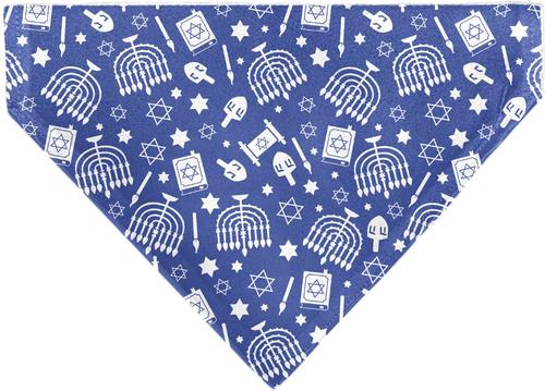 Show full view: Buckle-Down Hanukkah Holiday Symbols Slip-On Dog Bandana, Blue slide 2 of 6