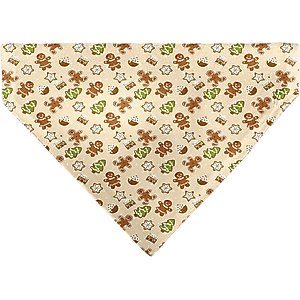 Buckle-Down Holiday Decorated Gingerbread Cookies Collage Slip-On Dog Bandana, Tan