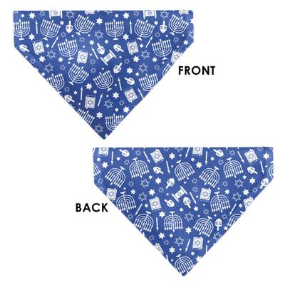 Show full view: Buckle-Down Hanukkah Holiday Symbols Slip-On Dog Bandana, Blue slide 3 of 6