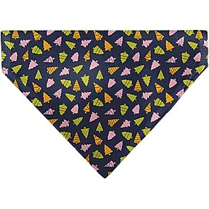 Buckle-Down Holiday Christmas Trees Collage Slip-On Dog Bandana, Navy