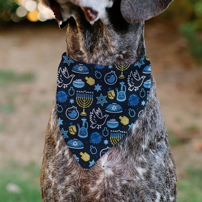 Show full view: Buckle-Down Hanukkah Holiday Symbols Slip-On Dog Bandana, Black slide 5 of 8