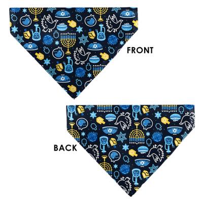 Show full view: Buckle-Down Hanukkah Holiday Symbols Slip-On Dog Bandana, Black slide 4 of 8