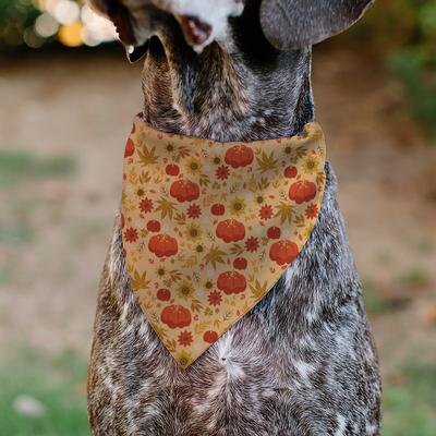Show full view: Buckle-Down Fall Harvest Pumpkins & Flowers Collage Slip-On Dog Bandana, Brown slide 4 of 6