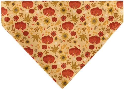 Show full view: Buckle-Down Fall Harvest Pumpkins & Flowers Collage Slip-On Dog Bandana, Brown slide 2 of 6