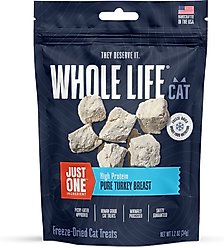 Whole Life Just One Ingredient Turkey Grain-Free Freeze-Dried Cat Treats, 1.2-oz bag