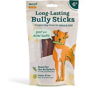 Woof High Protein 6-inch Bully Stick Dog Chew, 5 count