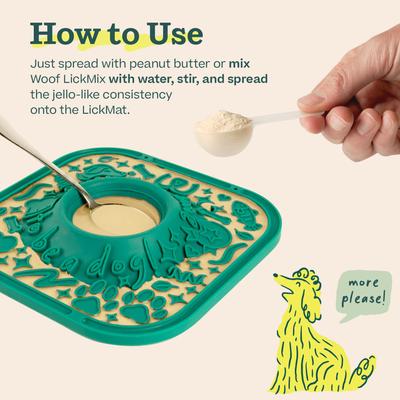 Show full view: Woof LickMat No Slip Silicone Dog Slow Feeder Mat, Forest Green slide 6 of 8