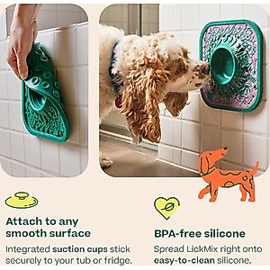 Woof LickMat No Slip Silicone Dog Slow Feeder Mat, Lavender