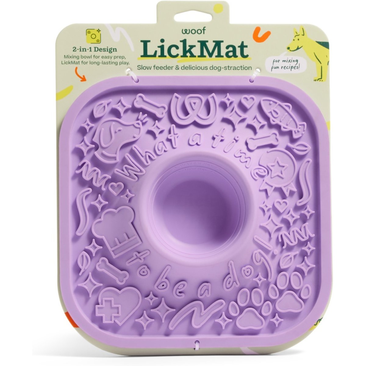Woof LickMat No Slip Silicone Dog Slow Feeder Mat, Lavender