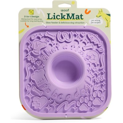 Woof Woof LickMat No Slip Silicone Dog Slow Feeder Mat, Lavender