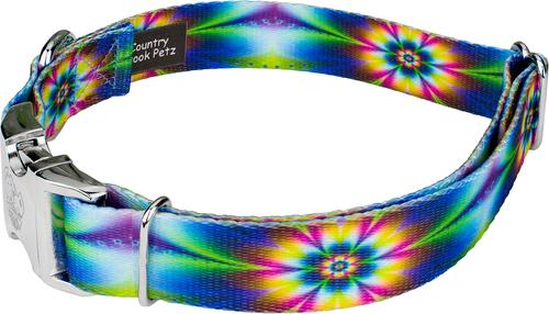 Show full view: Country Brook Petz Premium Tie Dye Flowers Dog Collar, X-Large: 18 to 26-in neck, 1-in wide slide 6 of 8