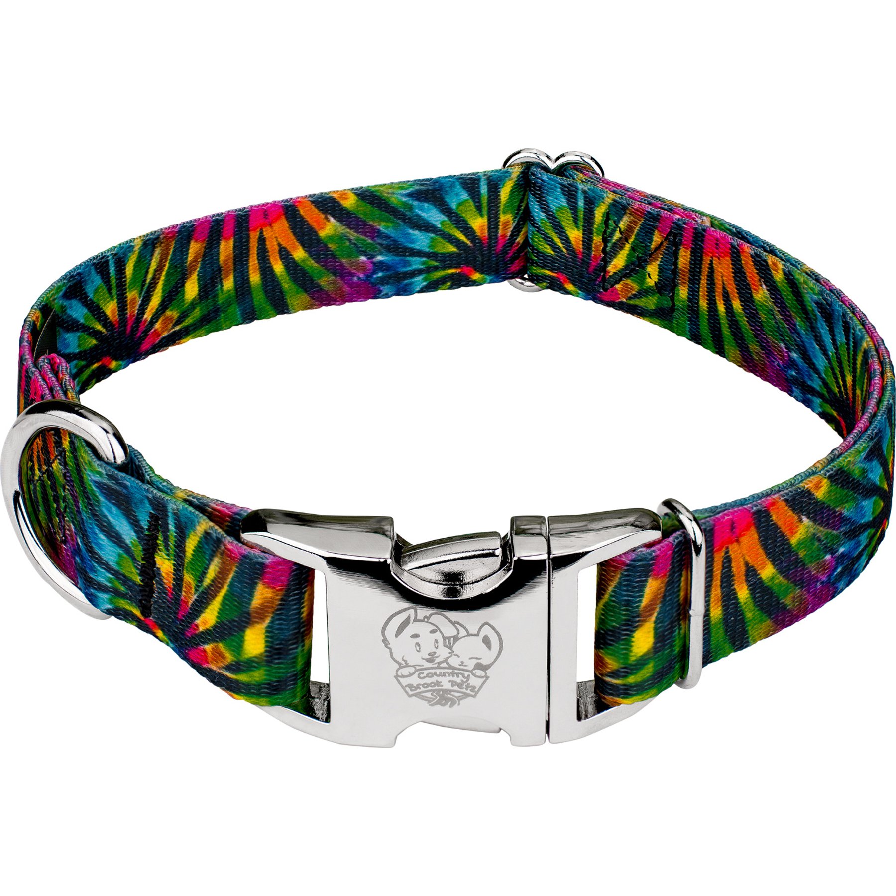 Country Brook Petz Premium Tie Dye Stripes Dog Collar, Large: 16 to 22-in neck, 1-in wide