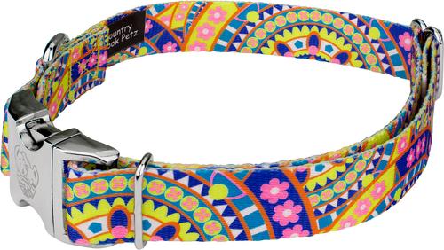 Show full view: Country Brook Petz Premium Yellow Boho Mandala Dog Collar, Small: 11 to 13-in neck, 5/8-in wide slide 5 of 7