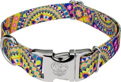 Country Brook Petz Premium Yellow Boho Mandala Dog Collar, Small: 11 to 13-in neck, 5/8-in wide