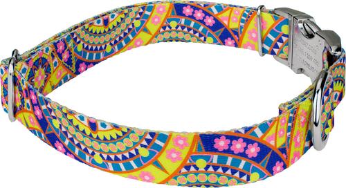Show full view: Country Brook Petz Premium Yellow Boho Mandala Dog Collar, Small: 11 to 13-in neck, 5/8-in wide slide 6 of 7