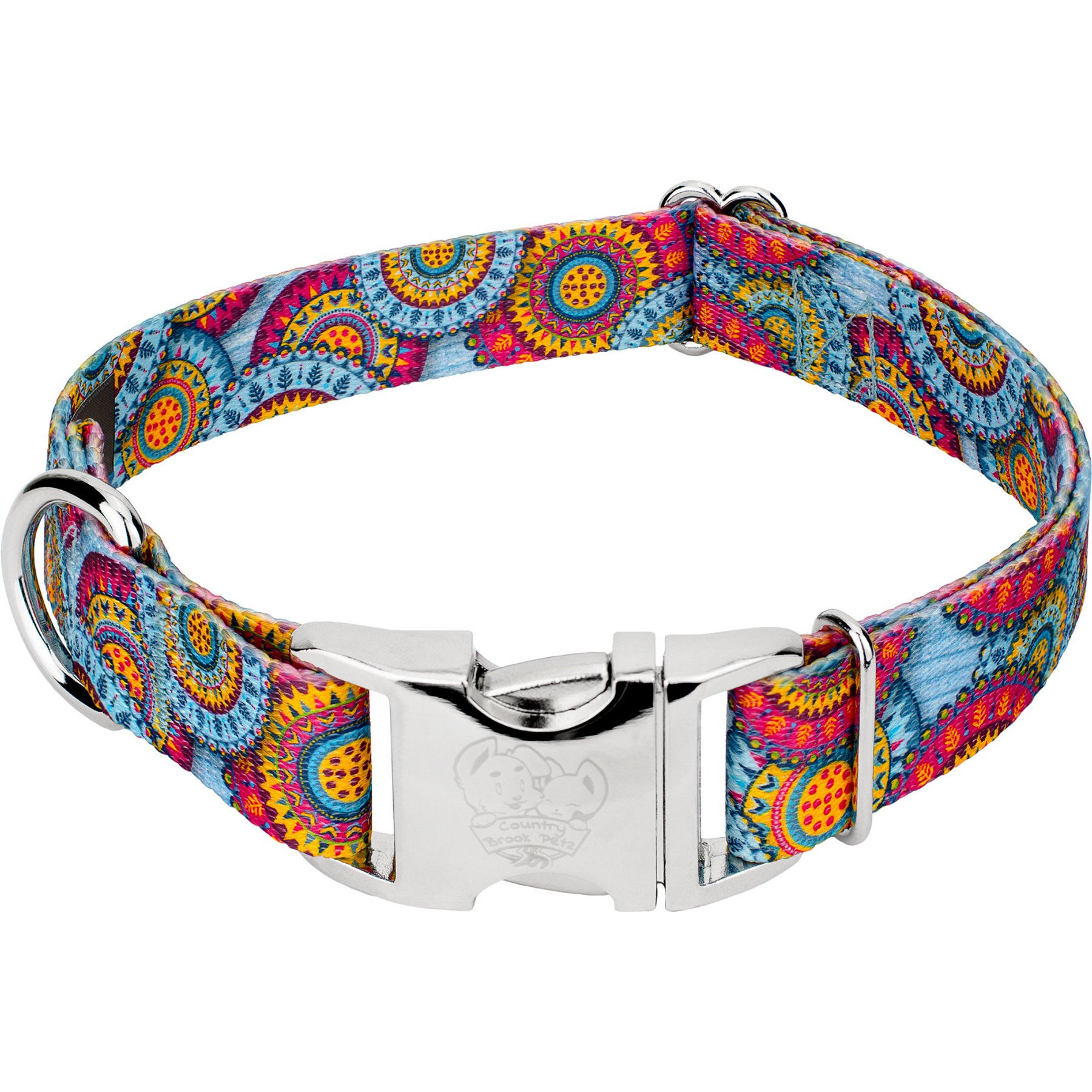 Country Brook Petz Premium Sky Mandala Dog Collar, Medium: 13 to 16-in neck, 1-in wide