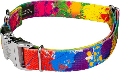 Show full view: Country Brook Petz Premium Paint Splatter Dog Collar, Medium: 13 to 16-in neck, 1-in wide slide 4 of 6
