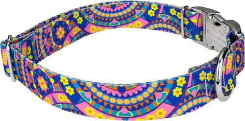 Show full view: Country Brook Petz Premium Blue Boho Mandala Dog Collar, Medium: 13 to 16-in neck, 1-in wide slide 4 of 6