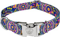 Country Brook Petz Premium Blue Boho Mandala Dog Collar, Small: 11 to 13-in neck, 5/8-in wide