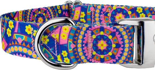 Show full view: Country Brook Petz Premium Blue Boho Mandala Dog Collar, Medium: 13 to 16-in neck, 1-in wide slide 5 of 6