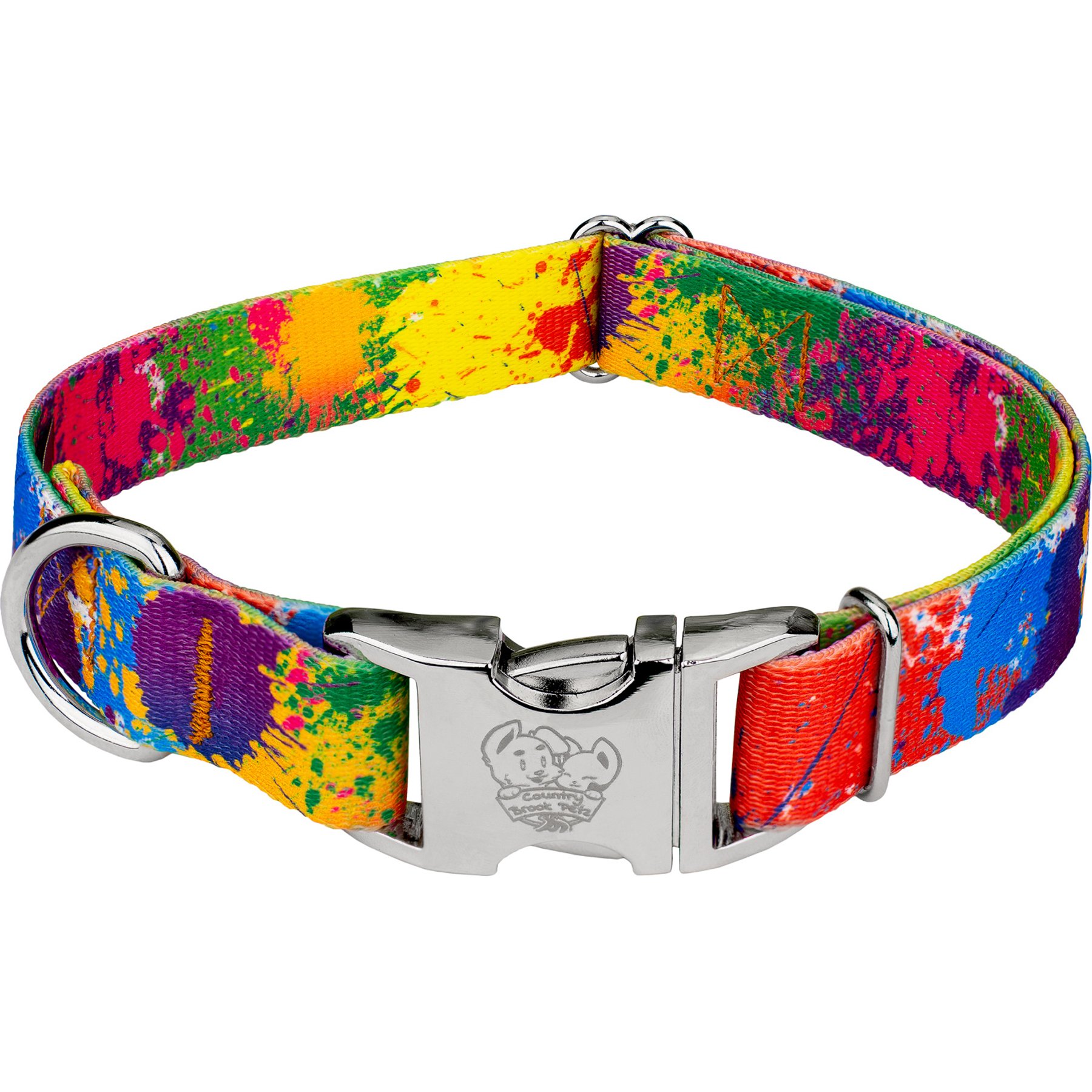 Country Brook Petz Premium Paint Splatter Dog Collar, Small: 11 to 13-in neck, 5/8-in wide