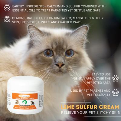 Show full view: Healthy Paw Life Lime Sulfur Cream Itchy & Dry Skin Veterinary Treatment for Dogs & Cats, 4-oz jar slide 4 of 8