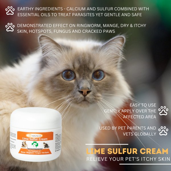 Healthy Paw Life Lime Sulfur Cream Itchy & Dry Skin Veterinary Treatment for Dogs & Cats