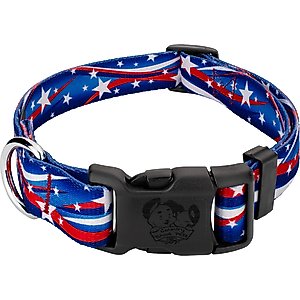 Country Brook Design Deluxe Star Spangled Dog Collar, X-Small: 9 to 11-in neck, 1/2-in wide