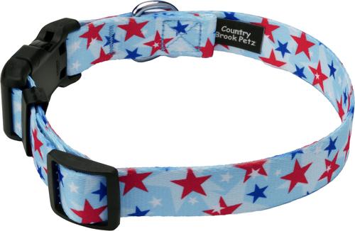 Show full view: Country Brook Design Deluxe American Celebration Dog Collar, Medium: 13 to 16-in neck, 1-in wide slide 4 of 6