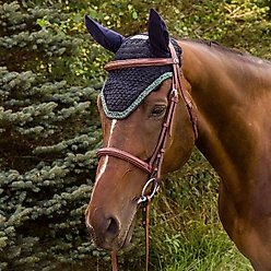 Equine Couture Beaded Horse Fly Bonnet, EC Navy, Cob