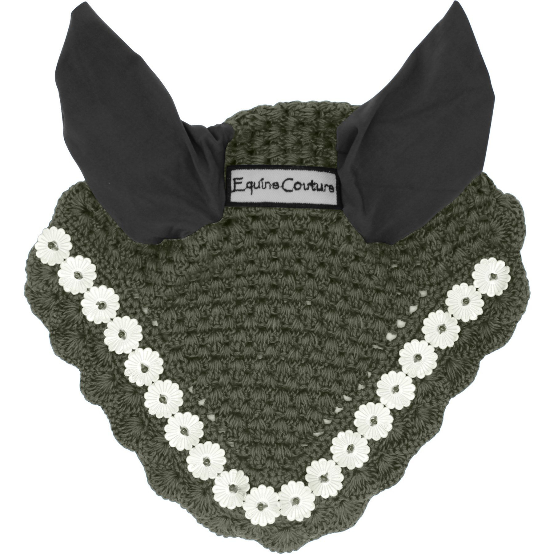 Equine Couture Floral Horse Fly Bonnet, Charcoal, Pony