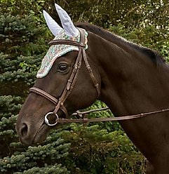 Equine Couture Rainbow Horse Fly Bonnet with Crystals, Multicolor, Cob