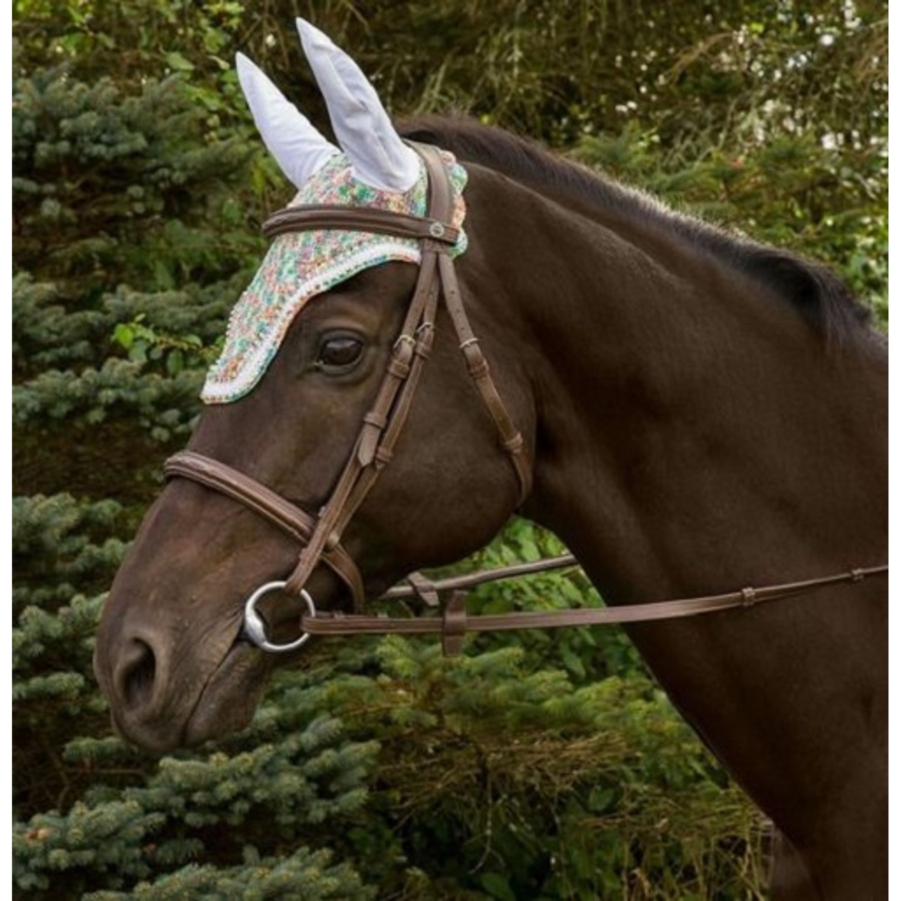 Equine Couture Rainbow Horse Fly Bonnet with Crystals, Multicolor, Pony