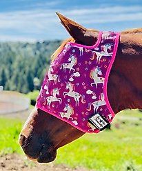 Star Point Horsemanship Unicorn UV No Ear Horse Fly Mask, Unicorn, Average Horse: 14 to 16 hands