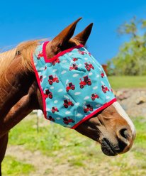 Star Point Horsemanship Red Tractor UV No Ear Horse Fly Mask, Red Tractor, Average Horse: 14 to 16 hands slide 2 of 2