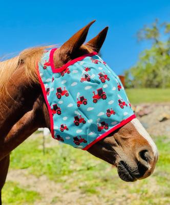 Show full view: Star Point Horsemanship Red Tractor UV No Ear Horse Fly Mask, Red Tractor, Average Horse: 14 to 16 hands slide 2 of 2