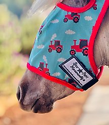 Star Point Horsemanship Red Tractor UV No Ear Horse Fly Mask, Red Tractor, Small Mini: 28 to 32-in