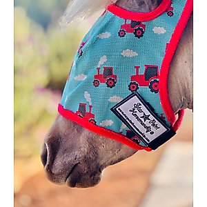 Star Point Horsemanship Red Tractor UV No Ear Horse Fly Mask, Red Tractor, Medium Mini: 33 to 38-in