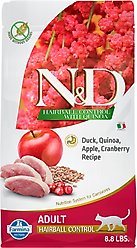 Farmina N&D Quinoa Feline Duck Hairball Control Dry Cat Food, 8.8-lb bag