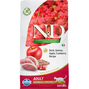 Farmina N&D Quinoa Feline Duck Hairball Control Dry Cat Food, 8.8-lb bag