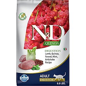 Farmina N&D Quinoa Feline Lamb, Fennel & Mint Digestion Dry Cat Food, 8.8-lb bag