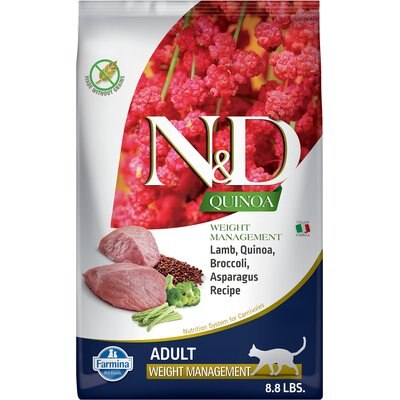 Farmina Farmina N&D Quinoa Feline Lamb, Broccoli & Asparagus Weight Management Dry Cat Food, 8.8-lb bag