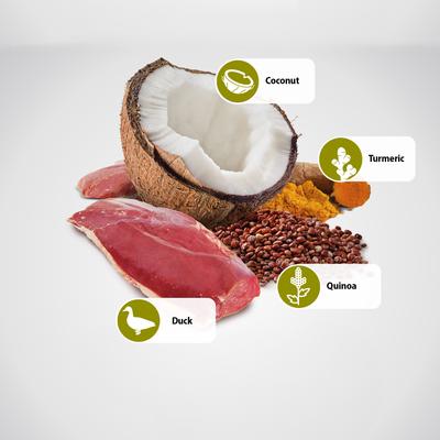 Show full view: Farmina N&D Quinoa Canine Adult Skin & Coat Duck, Coconut & Turmeric Dry Dog Food, 11-lb bag slide 7 of 10